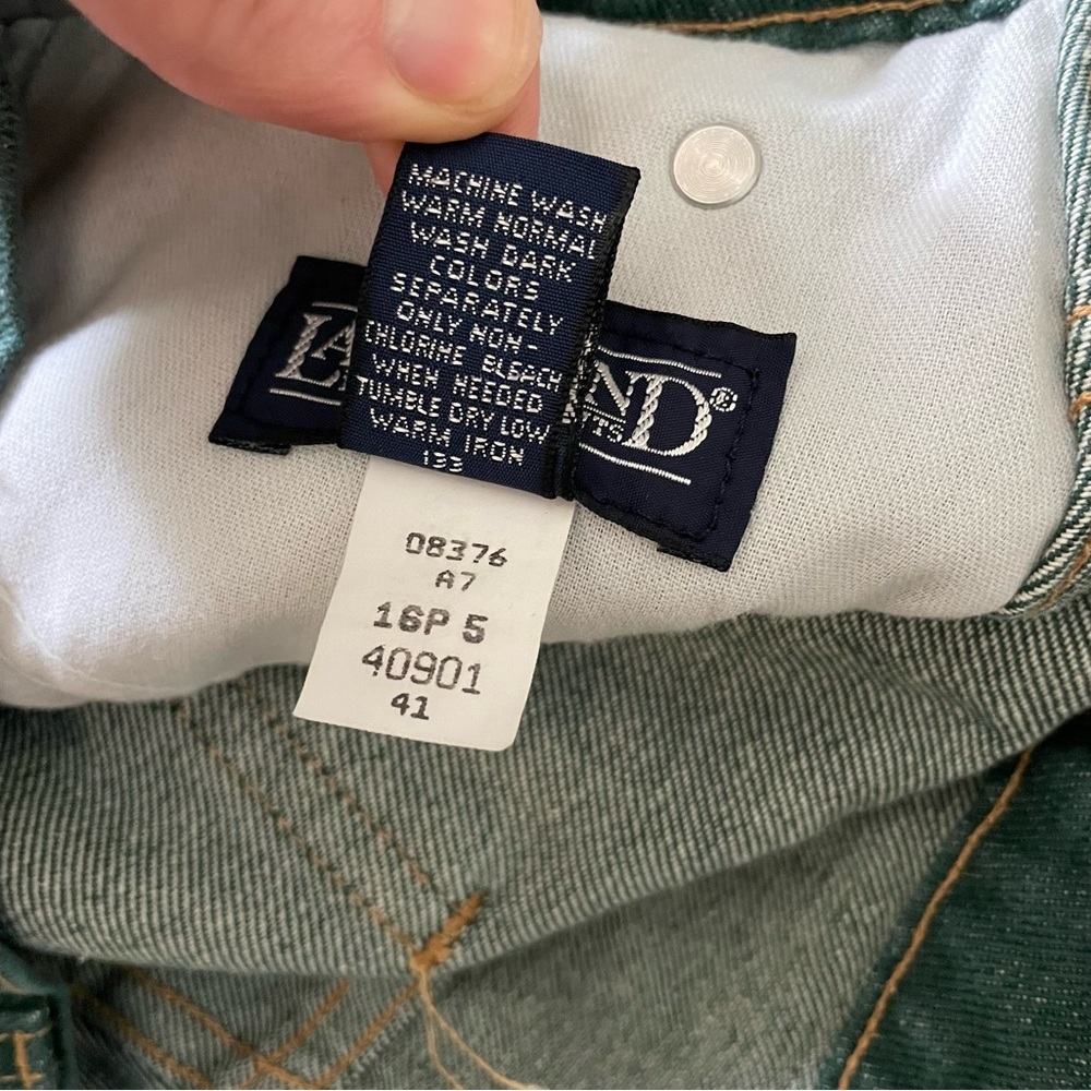 Vintage Lands’ End Womens‎ Hunter Green Straight Leg Jeans NOS 16 Petite READ** - Picture 12 of 13